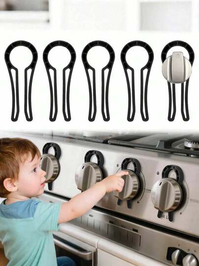 10/5/1pc - (Non-Universal) Gas Stove Knob Safety Lock, Stove Knob Lock, Protect Children And Pets, Child Safety, Child Anti-Electric Stove Knob Lock. (Black - Please Confirm Size Before Ordering)