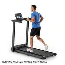 Folding Treadmill With Handles | 2.5HP Foldable Treadmill With LED Display | 300LBS Capacity | Ideal For Home & Small Spaces - 黑色 - 查看 7