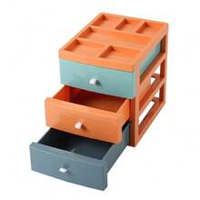 LIVINGANDHOME Living And Home 1 Piece Multifunctional Desktop Storage Box 3 Drawers Colourful PP Soft Silicone Handle Office Home Organising - 3-tier Colorful - View 9