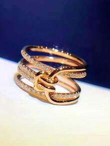 خاتم وعد بتصميم عقدة، بطراز رجعي رومانسي، رمز للجاذبية كهدية للأحباء (بدون علبة) - جرس - مشاهدة 3