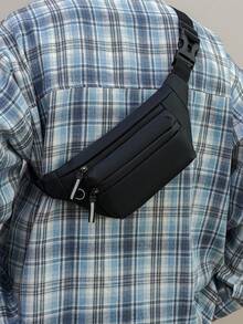 男士新款单肩包、户外背包、骑行腰包、运动休闲斜挎包、手机包、多功能包、胸包、收纳包 - 黑色 - 查看 11