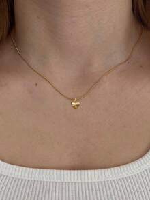 Tkool 1 Dây chuyền mặt dây chuyền nữ, phong cách nhiều lớp tối giản, dây chuyền mặt trái tim bằng thép không gỉ đính đá Cubic Zirconia, phụ kiện đa năng dùng hàng ngày & làm quà tặng - Vàng - Xem 1