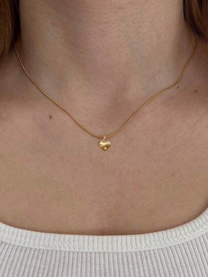 Tkool 1 Dây chuyền mặt dây chuyền nữ, phong cách nhiều lớp tối giản, dây chuyền mặt trái tim bằng thép không gỉ đính đá Cubic Zirconia, phụ kiện đa năng dùng hàng ngày & làm quà tặng