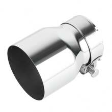 1个不锈钢汽车排气尾嘴，单层设计，大直径出口，银色和黑色可选，易于安装的排气管改装配件 - 直款 - 查看 11