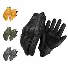 Motorcycle Gloves Black Leather Motorbike Gloves Touch Screen Gloves Motocross Moto Racing Biker Anti Fall Glove Bicycle Riding Protection Motorcycle Accessories For Women Men Rider Gifts - SU06-2 - View 12