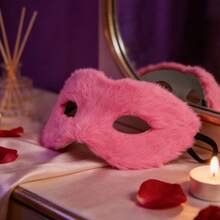 3D Soft Plush Mask & Eye Mask Set, Suitable For Halloween, Music Festival, Party, Couples Valentine's Day Costume - A - View 2