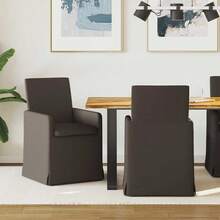 Chaises de salle à manger vidaXL, lot de 2, gris foncé, 57 x 67 x 95 cm, lin - Gris - Voir 2