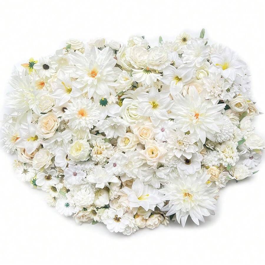 [Free Shipping]Artificial Champagne White Flowers Bulk Silk Roses Fake Flowers Heads For Crafts - DIY Home Garden Floral Party Garland Wedding Decor Mini Big Small Faux Fabric Flowers Heads 2-12cm (White Champagne) - 白香檳色 - 查看 1