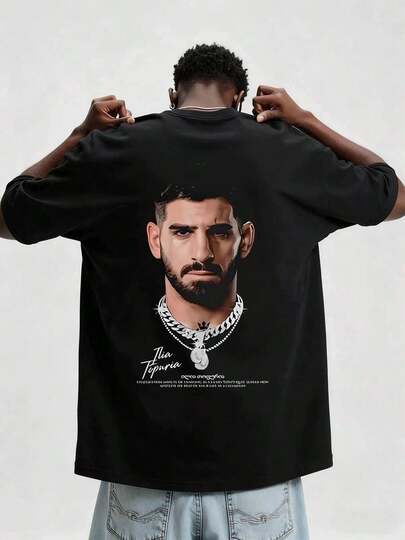 Rostro masculino barba mirada profunda cabello corto adornado con un collar plateado águila majestuosa alas extendidas corona pu?o que encarna poder y coraje una camiseta de hombre 100% algodón para el líder auténtico