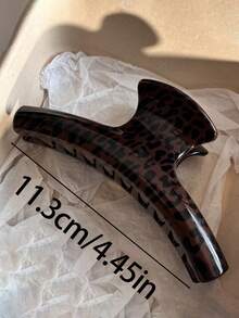 2pcs/1pc 4.45in/11.3cm Glossy Brown Leopard Print Elegant Plastic Hair Clips, Versatile Fashion Accessories Suitable For Daily Wear, Casual, Party, Commute, Vacation, Washing Face, Makeup, Matching Outfits Fashion Claw Clips Elegant Hair Claws Casual Hair Clutch Beauty Hair Jaw Clip - Multicolor - View 2