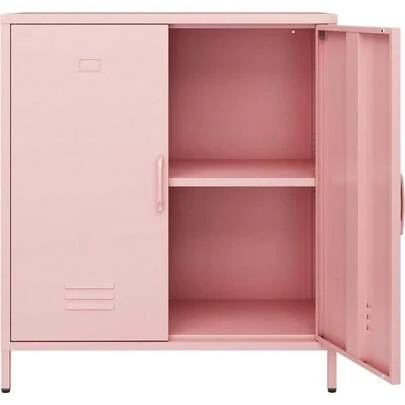 Metal Storage Cabinet,35.43" H Locker Steel File Storage Cabinets With 2 Doors And Shelves,Pink Kitchen Pantry Tool Cabinet Bathroom Cabinet For Office, Garage, Home, Shop