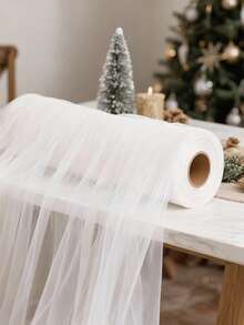 1 Roll Of Extra Long White Tulle Multi-Functional Hanging Decor Mesh Material For Wedding Arch Decor, DIY Projects, Birthday, Anniversary Party, Christmas Decor, Valentine's Day, Event Party Backdrops, Celebrations, New Year, Stage, Chair Bow Ties, And Table Arrangements. Craft Fabric For Event Planners, Brides, And Designers.