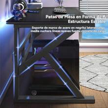 Escritorio Gamer Fibra De Carbono K Estructura Metal 120cm - Negro - Ver 8