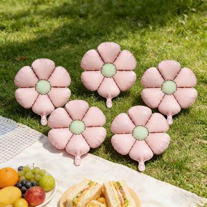 5 quả bóng bay hình hoa cúc màu hồng mờ, kích thước 19 inch, thích hợp để trang trí tiệc sinh nhật, tiệc theo chủ đề, sự kiện mùa xuân, trang trí tiệc lễ hội, trang trí không gian trong nhà/ngoài trời.