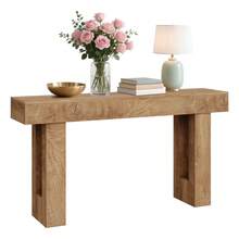 Beaully 63" Farmhouse Storage Console Table - Long Slim Wood Sofa Table, Rustic Rectangular Design For Hallway & Entryway - Natural Oak - View 3
