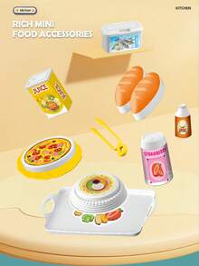 NEUSNEY Realistic Mini Kitchen Playset, Children's Toy Cookware, Stove, Dishes, Food Models, Educational & Interactive Game, Gift For Boys & Girls, Birthday Present (Some Accessories Randomly Included) - Multicolor - View 8