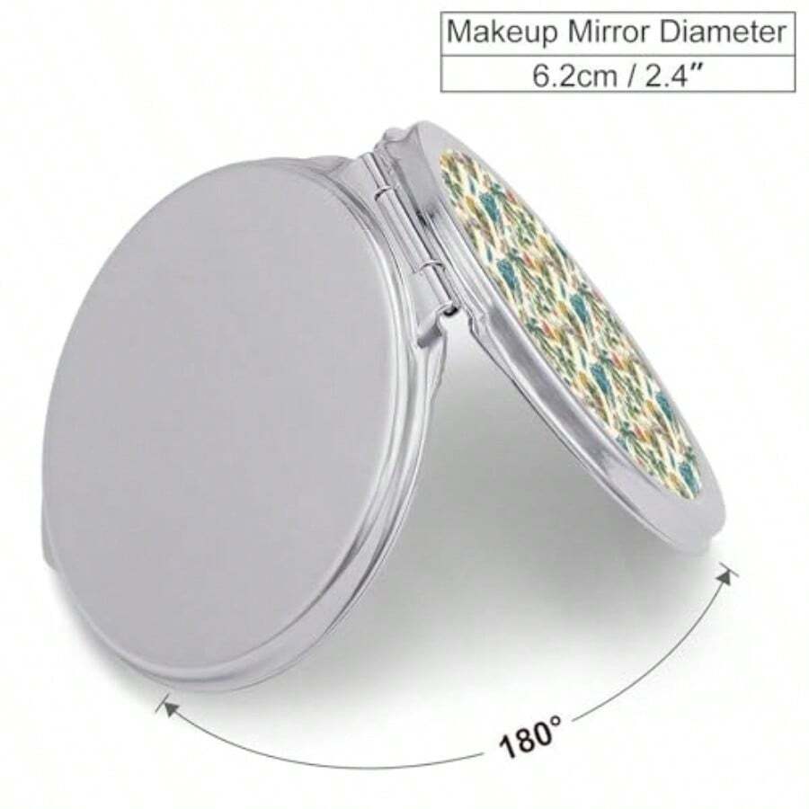 Espejo pequeño compacto para monederos 1x/2x de aumento hawaiano impresión de escena de playa pequeño espejo de mano para mujeres y hombres mini bolsillo plegable de mano espejos de - Verde militar - Ver 1