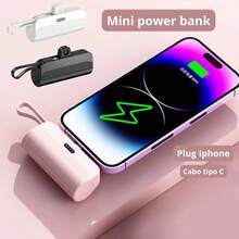 Mini 10000mAh 2-In-1 Portable Charger With Wireless Charging Compatible With IPhone/Type-C - 粉紅色的 - 查看 2