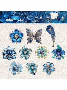 10pcs/Set Crystal Diamond Pearl Rose Butterfly Mini Pocket Stickers, Suitable For Mini Landscape Pocket Stickers, Can Be Pasted On Luggage, Computers, Cups, Phone Cases, Refrigerators, Walls, Helmets, Cabinets, Boxes, Etc.