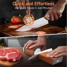 Rolling Knife Sharpener Set With Diamond And Ceramic Discs, 15°20°, Different Angles For Sharp Edges, Suitable For Any Hardness Of Steel, Wooden Grips For Honing Knives Sharpening Kitchen Gadgets - 2 ANGLES- BROWN - View 7