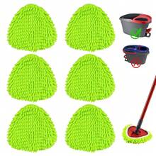 6 Pack Mop Head Replacement Compatiable With Ocedar EasyWring Mop,Mop Heads Refill For Easywring Spin Mop 1 Tank System - Microfiber Chenille, Easy To Replace,Deep Floor Cleaning And Machine Washable,6PackGreen - 6包綠色 - 查看 10