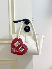 1PC Red PVC Fashionable, Simple, Versatile, Elegant And Caring Valentine's Day Couple DIY Small Card ID Photo, Love Bean Big Head Sticker Couple Card Holder Pendant Backpack Shoulder Bag Hanging Chain Handbag Tote Bag Diagonal Shoulder Bag Armpit Bag Other Storage Bag Pendant Car Keychain Car Pendant Suitable For Students
