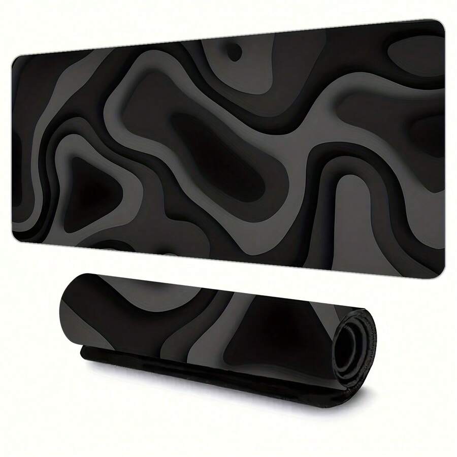 Extra Large Gaming Desk Mat And Mouse Pad - Black And Gray Swirl Design, Extended Keyboard Coverage, Fiber Rubber Base, Suitable For PC/Office/Home Computer Desks, Compatible With PCs, Laptops, And Gaming Setups - Provides Wrist Support And Ample Workspace, Stylish Black And Gray Swirl Pattern, Study Desk Accessory, Oversized Mouse Pad