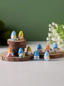 3个/6个/15个迷你小矮人装饰配件，花园装饰，娃娃屋配件，家居装饰礼品，小型装饰摆件，适用于家居装饰、花园摆件、假山和草坪盆景装饰、微景观设计DIY配件、摄影道具、园艺用品 - 彩色 - 查看 6