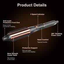 卷发梳，耐热造型蓬松梳，陶瓷卷发棒，电动卷发器，带加热设置，适用于直发、卷发和波浪发型，二合一电动卷发直发梳，节日礼物 - 彩色 - 查看 7