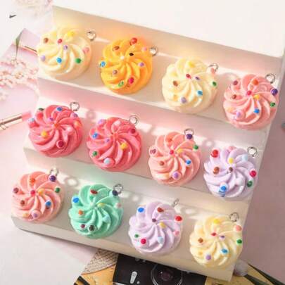10pcs Mixed Fake Cake, Cookie, Donut Pendant Beads DIY Jewelry Making Accessories Kit - Charms, Keychains, Earrings, Necklaces, Bracelets