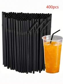 20/50/100/200/300/400pcs Black Flexible Straws, Coffee Stirrers, Beverage Accessories Suitable For Milkshakes, Slushies, Bubble Tea, Pearl Milk Tea, Iced Coffee, Suitable For Bars, Clubs, Restaurants And Home Use, Also Can Be Used As School Supplies - Multicolor - View 25