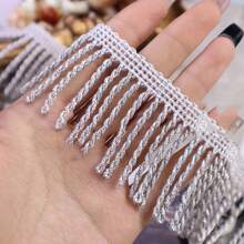 1码 x 5厘米流苏饰边，布料包边，适用于DIY装饰，可用于窗帘、靠垫、服装等。