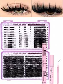 Bộ dụng cụ nối mi D-Curl nhọn 1980 sợi/660 sợi, bộ tự làm mi giả kèm keo dán mi, dụng cụ tháo gỡ & niêm phong, nhíp & băng đô, phù hợp cho đi làm hàng ngày hoặc các dịp lễ hội, thiết kế trang điểm mi tự làm tiện lợi tại nhà. - Nhiều màu - Xem 8