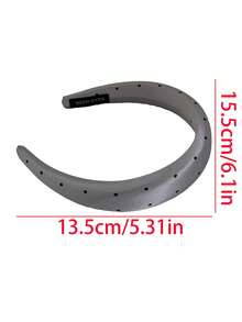 1件韩式缎面亮面波点多色发箍，复古高冠宽褶皱纯色天鹅绒外戴发箍头饰美妆家居发饰 - 酒紅色 - 查看 10