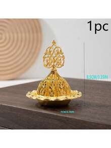 1pc/5pcs Set Eid Mubarak Mini Crown Vintage Hollow Copper Incense Burner Holder, Golden Arabic Incense Burner, Home Decor Sandalwood Incense Burner - Gold - View 10