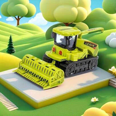 1pc,Push-Pull Non-Electric Manual Operated Toy Combine Harvester Farm Tractor - Realistic Detailed Farm Vehicle Play Toy With Educational Imaginative Farm Role-Playing Fun, Durable Plastic Construction, Available In Green & Orange Color Options, Ideal For Toddlers And Kids For Boys Girls Christmas Halloween Birthday Gift