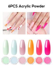 peacecolor 23件套亚克力美甲套装，包含UV LED灯、8克透明粉色白色亚克力粉、封层胶、装饰粉，女士亚克力美甲DIY套装，情人节礼物美甲 - 彩色 - 查看 4