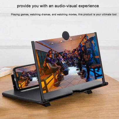 1个便携式手机屏幕放大支架 - 轻松将手机变成平板电脑，免提设计，保护眼睛，可折叠，小巧便携