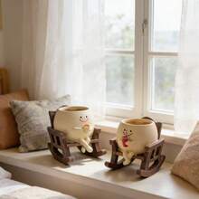 1pc Rocking Chair Succulent Plant Pot Resin Crafts Decor, /Coffee/Smiling Face Planter, Desktop Decoration, Garden Yard Plant Flower Pot