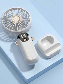 Ventilador eléctrico portátil mini USB recargable 2026 mejorado, ventilador de escritorio portátil con pantalla digital, adecuado para oficina, dormitorio, exterior, funciones 3 en 1 de mano, colgar al cuello y escritorio, diseño plegable de 90°, 5 velocidades ajustables - Multicolor - Ver 6
