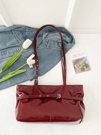 新款奢华纯色百搭女士单肩手提包