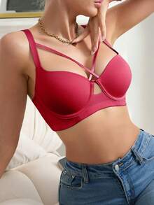 Invisible Push Up Bra For Large Breasts, Supportive Seamless Plunge Bra, Lightweight And Sexy - Red - View 9