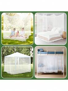 方形单面开口蚊帐，室内外皆宜——非常适合露营、露台、户外旅行、床铺、帐篷、野餐、花园、卧室等场所。超大便携式蚊帐，适用于最大1.8米的床铺（含挂钩）。 - 多色-方形 - 查看 10