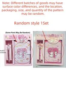 Sanrio 1 Set Hello Kitty, Melody, Kuromi, Cinnamoroll, Pompompurin Notebook Set, Cartoon Magnetic Closure Notebook Gift Box, Cute Memo Pad Portable Set With Magnetic Closure Planner (Some Accessories Random) - Multicolor - View 8