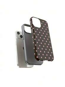 GIIPPA 1pc Cute Pink Polka Dot Phone Case Compatible With Iphone 15/14/13, 1pc Fashionable Brown Polka Dot Phone Case Compatible With Iphone 15/14/13 Pro Max/Plus, Durable Shock-Resistant Full-Body Protection, Slim Fit Design, Suitable For Women And Girls, Item No. 35460, Also Compatible With IPhone 17 Air - Multicolor - View 5