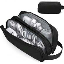 Organizador electrónico, organizador de cables de viaje, bolsa de almacenamiento todo en uno, bolsa de accesorios electrónicos, estuche portátil para cables, cargador, teléfono, auriculares, negro,37265788 - Albaricoque - Ver 1