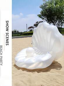 1件珍珠贝壳充气成人漂浮泳池床，水上游戏游泳圈，可折叠休闲椅，条纹三管漂浮平台，适合泳池派对和聚会 - 彩色 - 查看 9