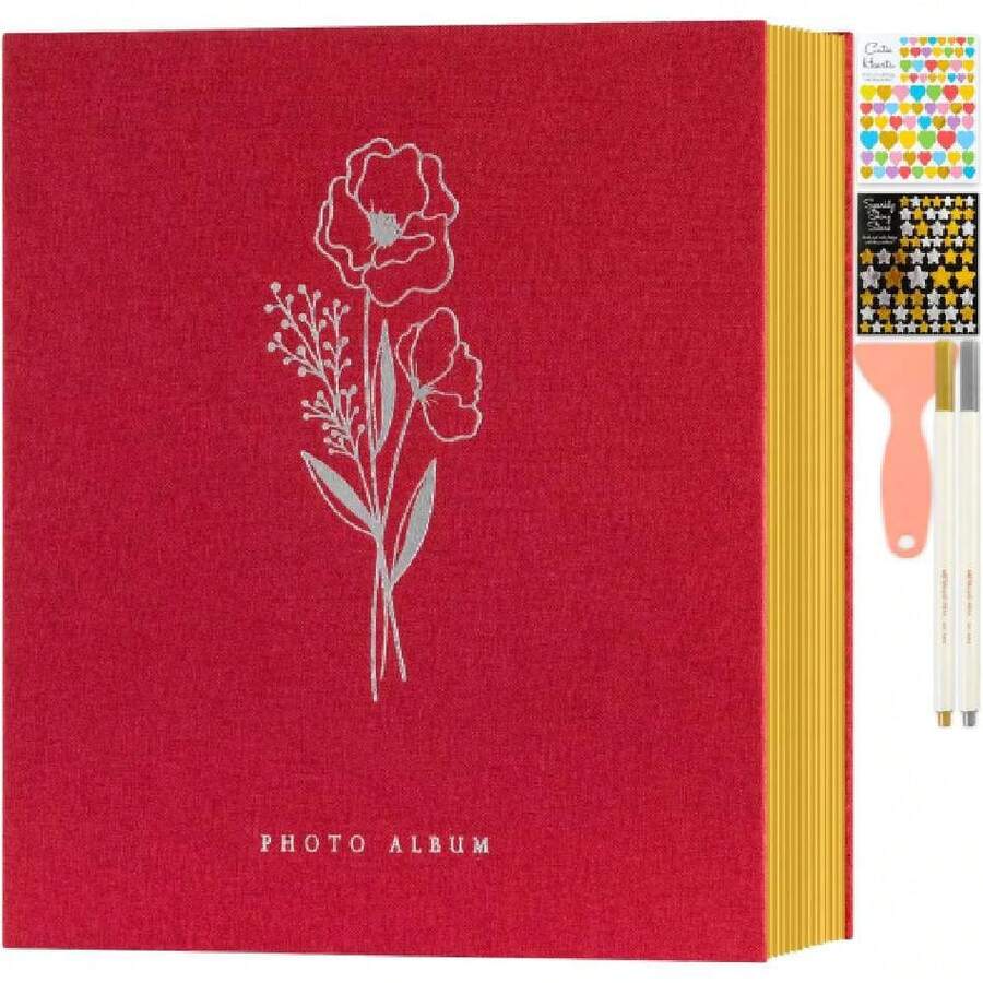 Álbum de fotos autoadhesivo, álbum de fotos de lino, páginas magnéticas adhesivas, capacidad para diferentes tamaños de 10x15cm 13x18cm A5 (Pequeñas-20 hojas/40 páginas, rojo),37267741 - Agua verde azul - Ver 1