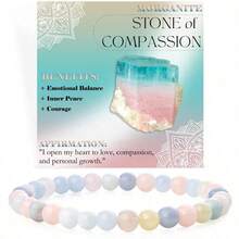 1PCS   6mm Natural Stone Obsidian Amazonite Bead Bracelet With Elastic Cord And Card - Morganit - Xem 2