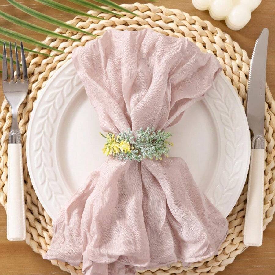 Socomi Servilletas de Gasa Rosa para Queso de Otoño Tela de Queso para Acción de Gracias Juego de 24 Servilletas de Gasa Estilo Boho Lavables para Cena Servilletas de Mesa para Boda Fiesta Baby - Polvo rosa - Ver 1